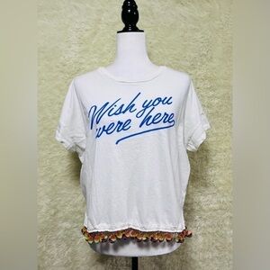 Bando Wish You Were Here Novelty Pom-pom Summer Top Cotton